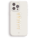 a white phone case with a unique design of teeth arranged in a row.