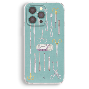 a collection of various medical instruments, including scissors, forceps, and other tools, arranged in a visually appealing manner.