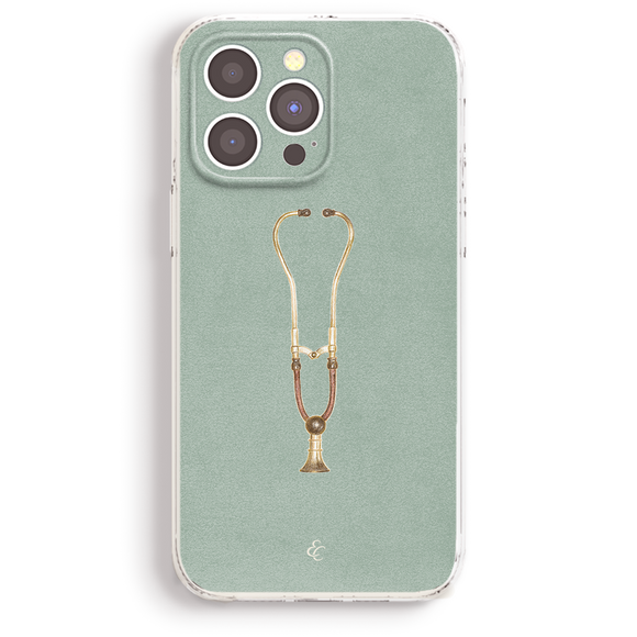 a phone case with a stethoscope design on it.