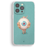 a phone case with a unique design, depicting a cartoon-like creature with an eye on its head.