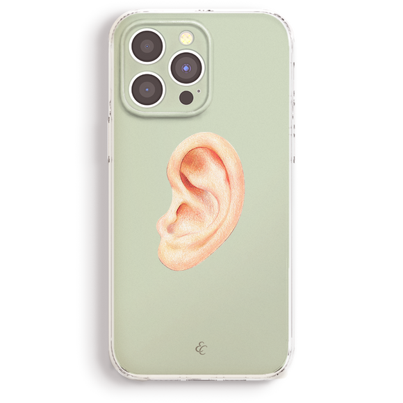 a phone case with a large ear on it.