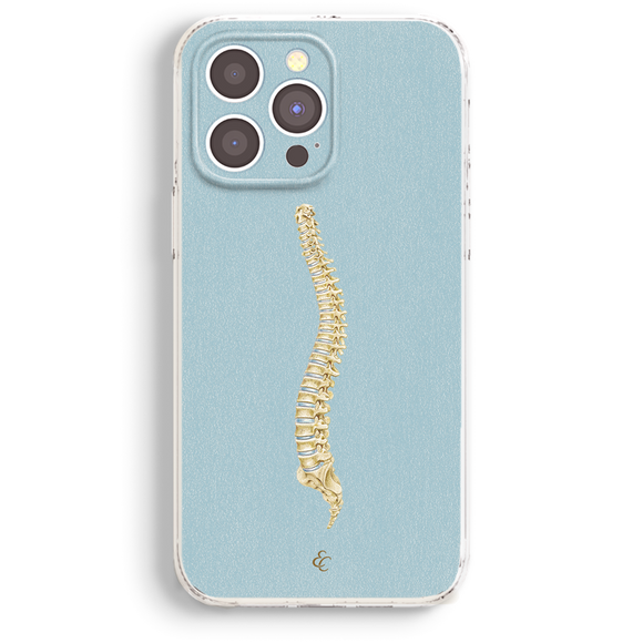 a phone case with a spine design on it.