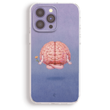 a phone case with a unique design of a brain with a flower in its mouth.