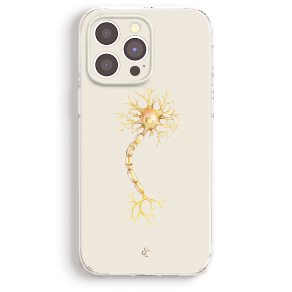 a phone case with a detailed illustration of a nervous system, including a brain and its intricate network of nerves.