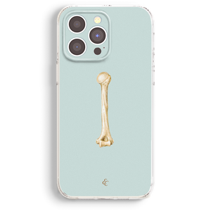a phone case with a bone illustration on it.