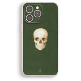 a skull on a green background.