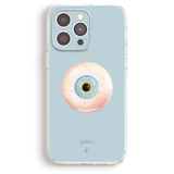 a phone case with a drawing of an eye on it.