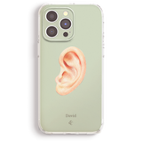 a phone case with a drawing of an ear on it.