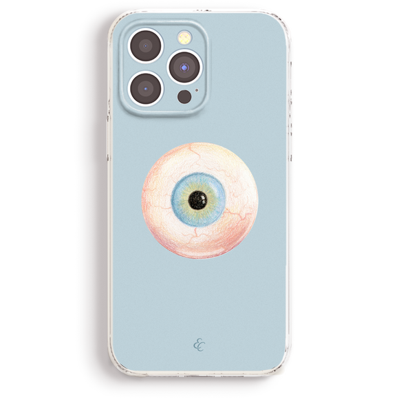 a phone case with a unique eye design on it.