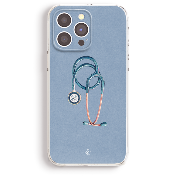a phone case with a stethoscope design on it.