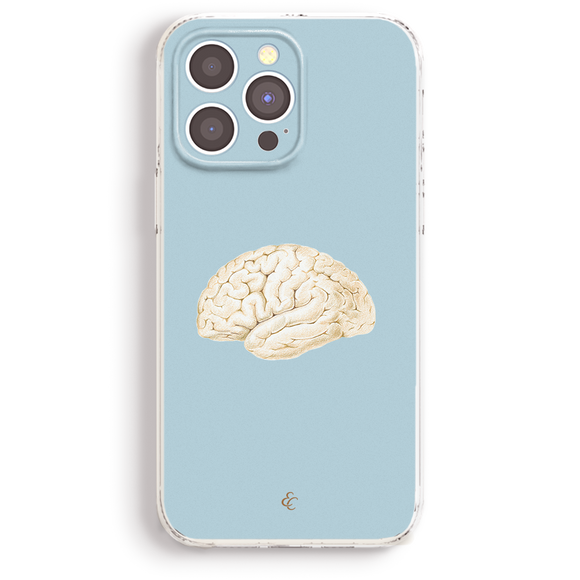 a phone case with a brain illustration on it.