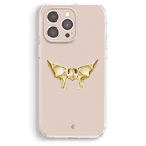 a phone case with a detailed illustration of a bat's skull on it.