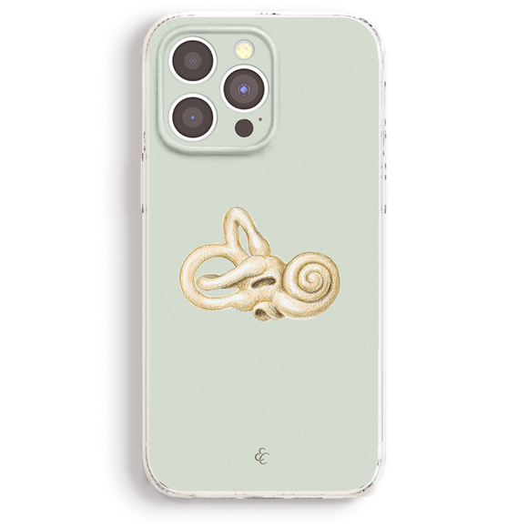 a phone case with a detailed illustration of an ear on it.